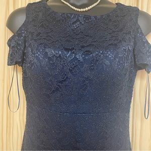 Navy Blue Sequined Formal Gown Size 16